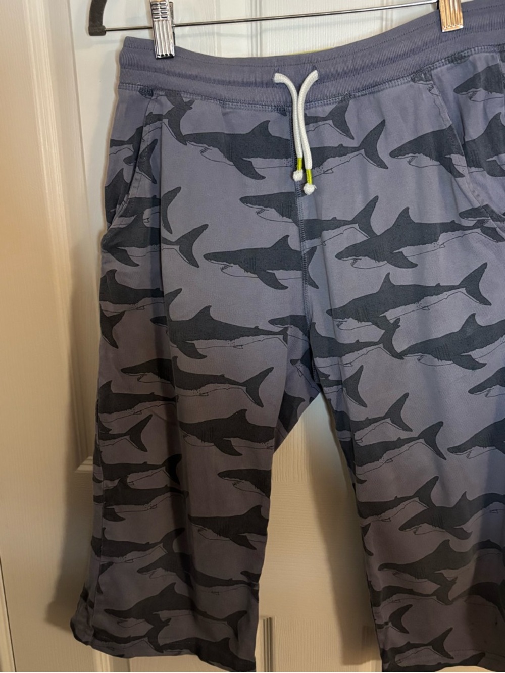 Mini Boden Shark Print Gray Shorts